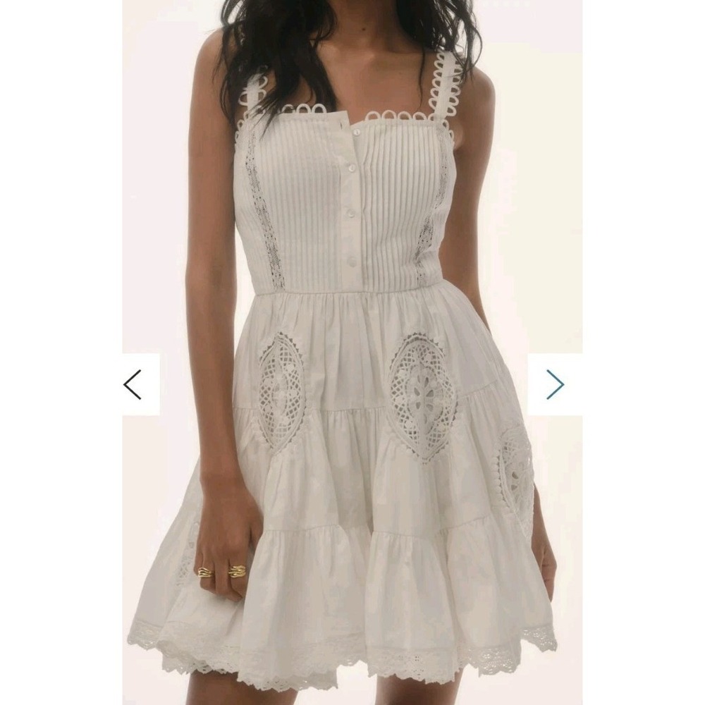 Forever That Girl Adrianna Lace Romper L White Wide Bloomer Shorts Boho Smocked - Picture 3 of 16